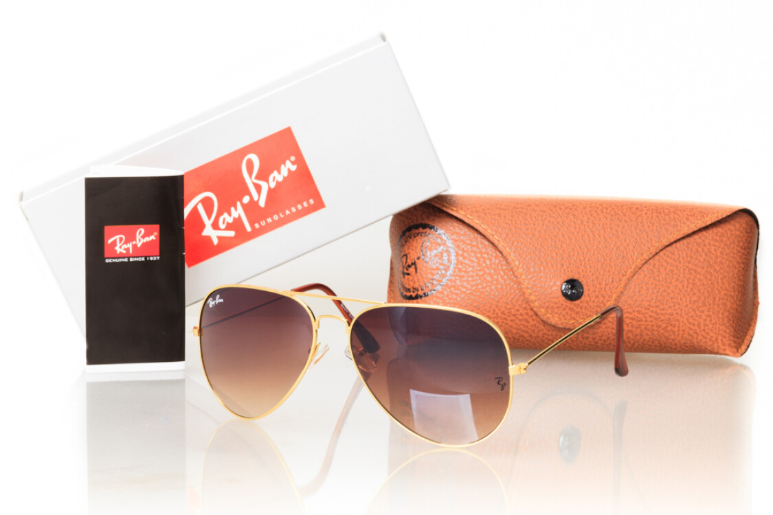 Ray Ban Авиаторы (капли) Модель 3026brown-gold