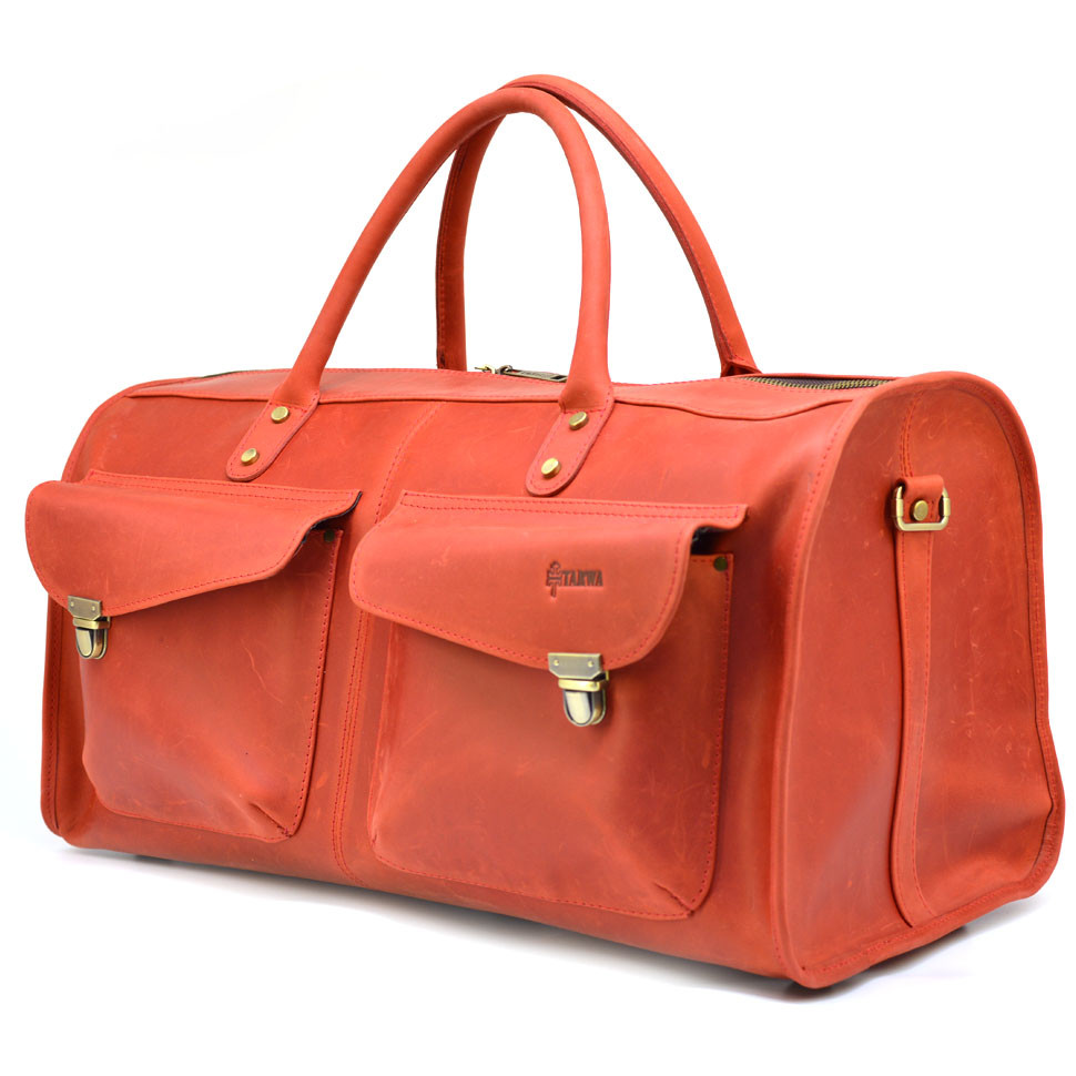 Червона дорожня шкіряна сумка (тревелбег) TARWA RR-5664-4lx