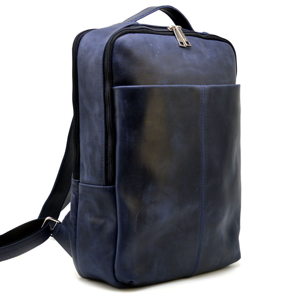 Шкіряний рюкзак унісекс (Синій)