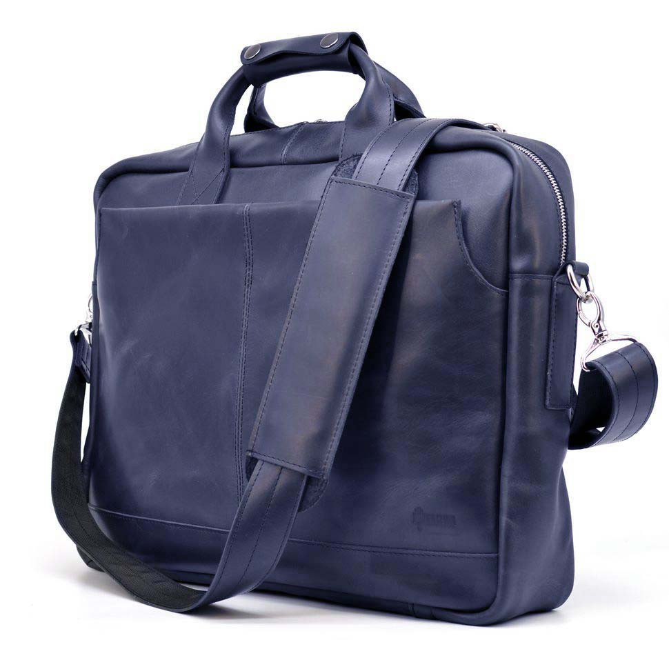 Чоловіча сумка для ноутбука 17 із натуральної шкіри синя TARWA RK-1019-4lx