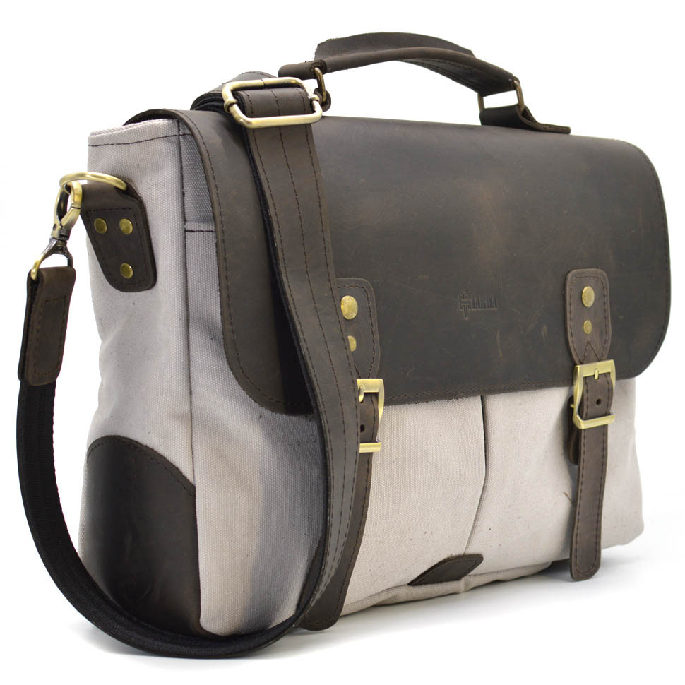 Чоловіча сумка-портфель із канвас та шкіри RGj-3960-3md TARWA