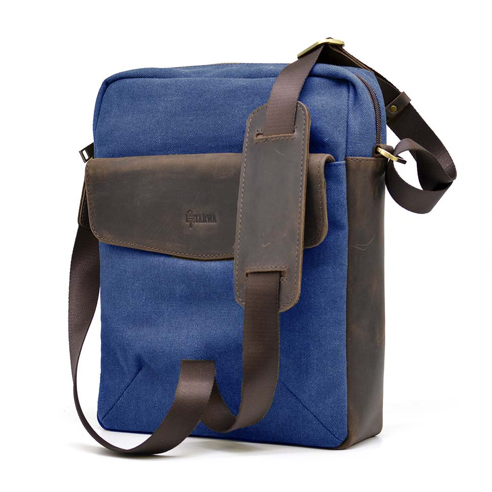Чоловіча сумка із синього канвасу через плече TARWA RKc-1810-4lx