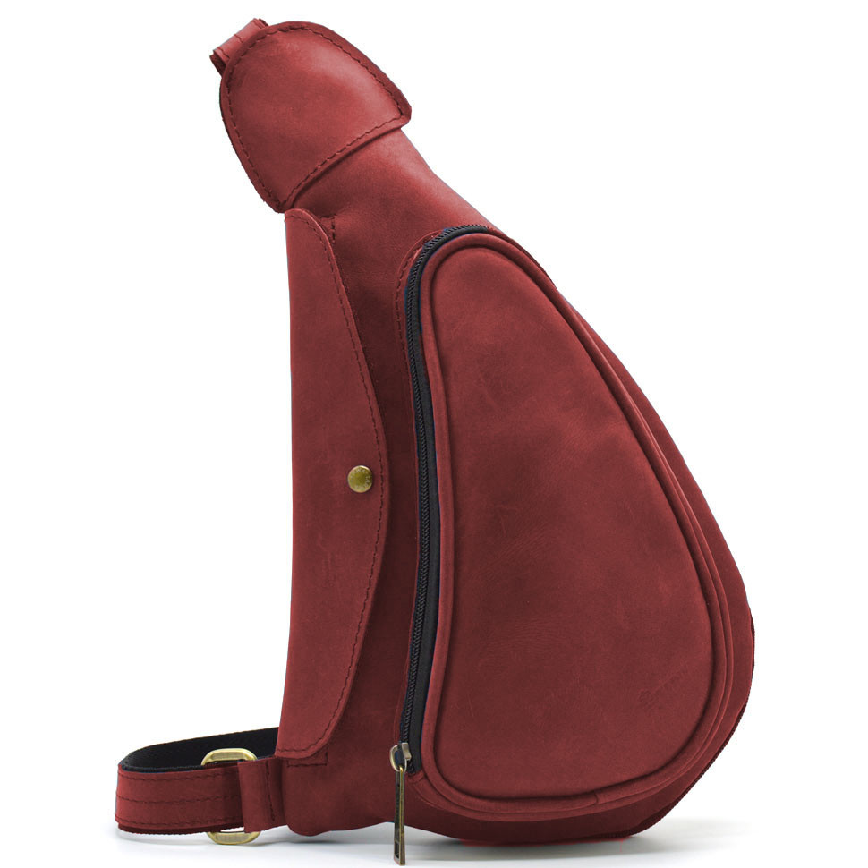 Червона сумка рюкзак слінг шкіряна на одне плече RR-3026-3md TARWA 1