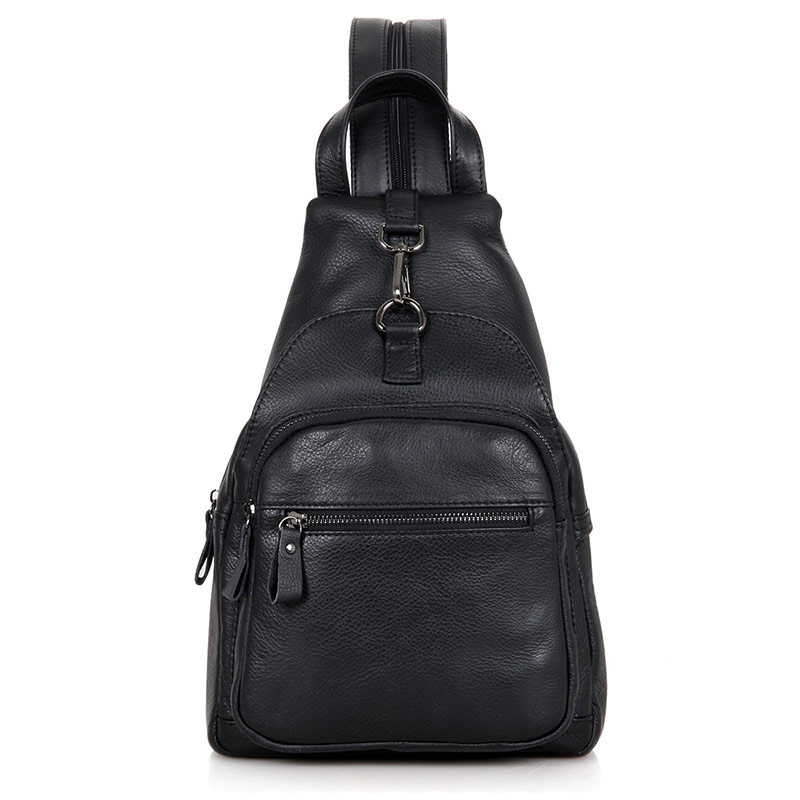 Шкіряний рюкзак-сумка на плече, стильна чоловіча сумка-рюкзак Чорний