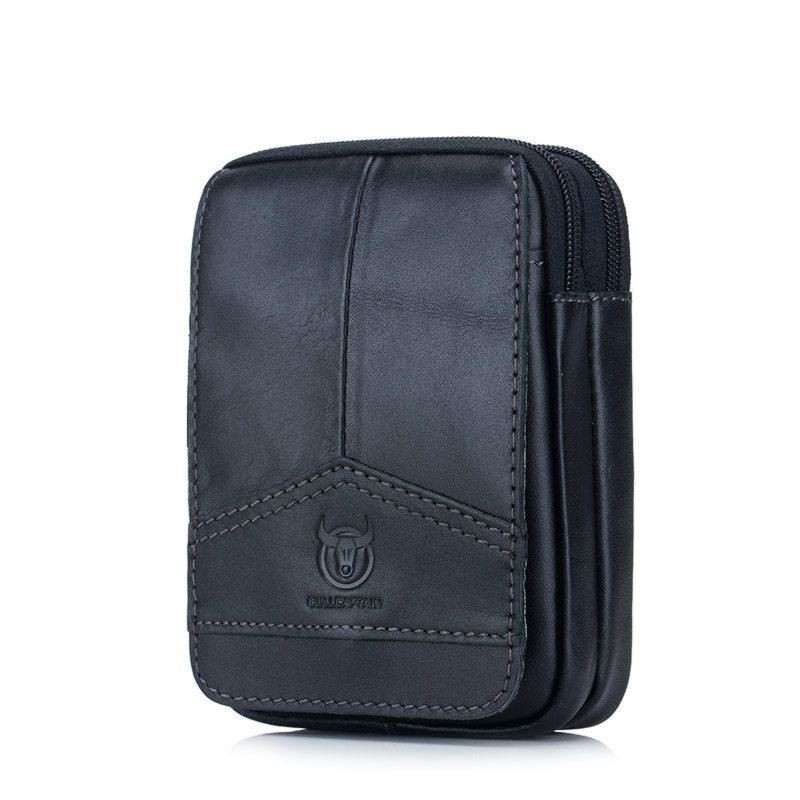 Шкіряна міні-сумка на пояс чоловіча, сумка невеликого розміру компактна Чорна