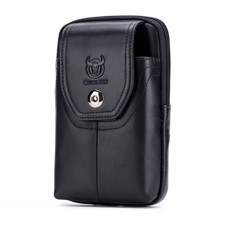 Напоясна сумка для телефону, сумочка невеликого розміру  для смартфона з натуральної шкіри Чорна