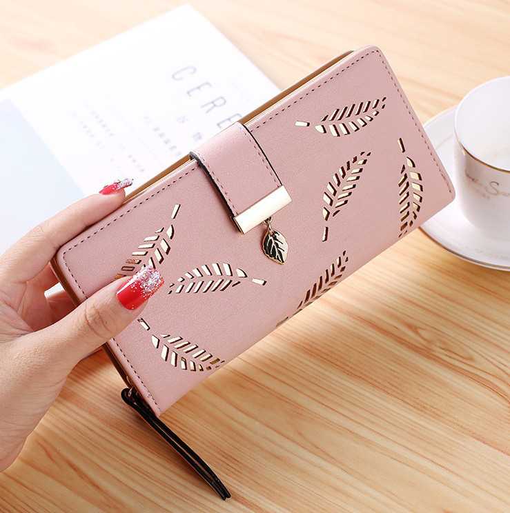 Жіночий гаманець-клатч з екошкіи (Світло-рожевий)