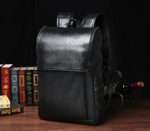 Чоловічий міський рюкзак з екошкіри (Чорний)