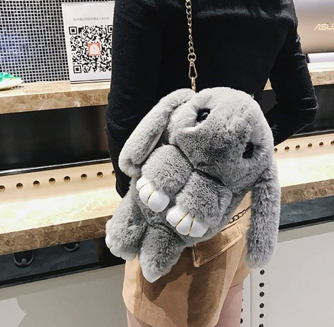Дитяча сумка рюкзак хутряний заєць