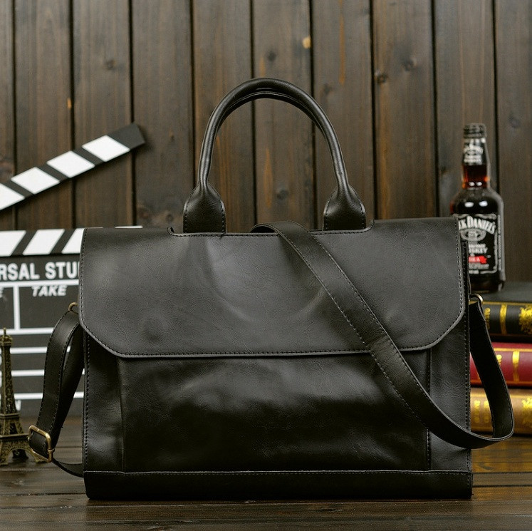 Чоловічий діловий портфель-сумка формат А4 (Темно-коричневий)
