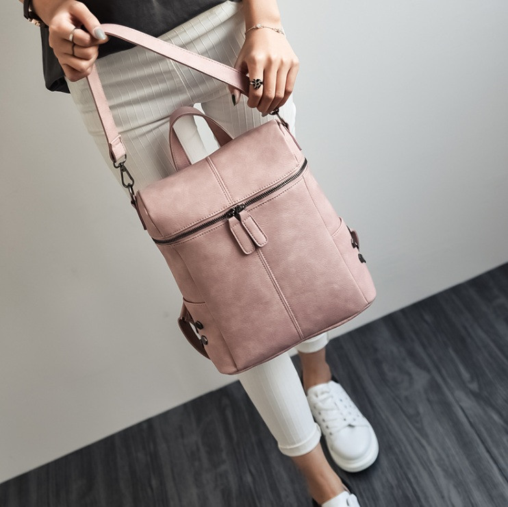 Жіноча сумка-рюкзак трансформер з екошкіри (Пудрова)