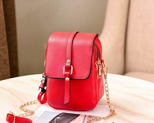 Жіноча  маленька сумочка-клатч з екошкіри (Червона)