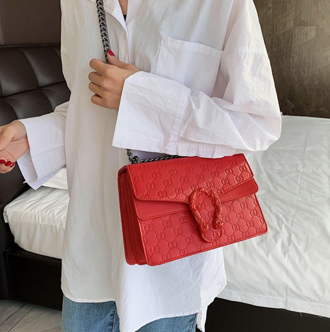 Жіноча стильна міні-сумка клатч в стилі Gucci (Червона)