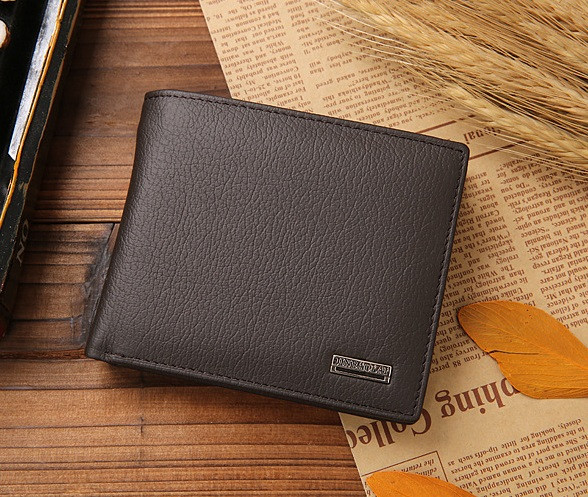 Чоловічий невеликий гаманець-портмане з натуральна шкіри (Чорний)