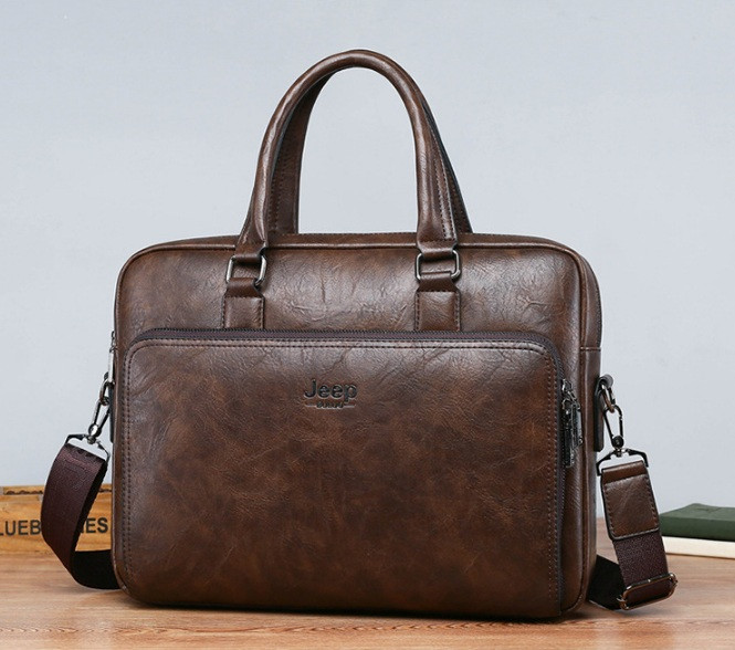 Чоловічий діловий портфель для документів формат А4, чоловіча сумка для ноутбука (Темно-коричневий)