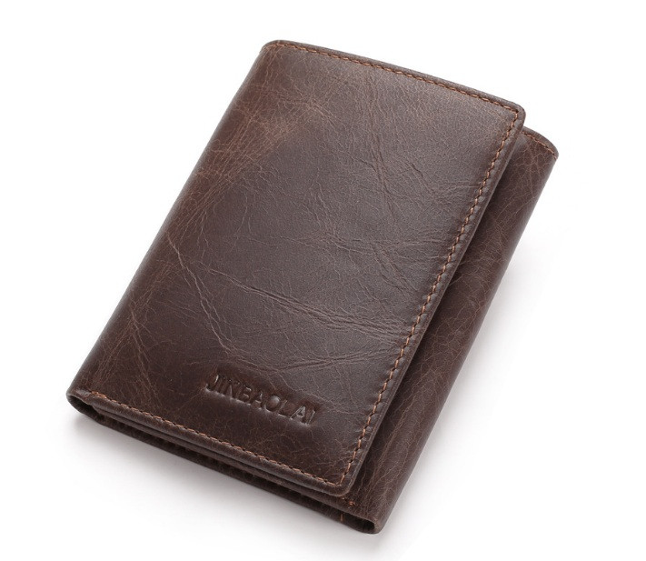 Чоловічий шкіряний гаманець-портмоне з натуральної шкіри (Темно-коричневий)