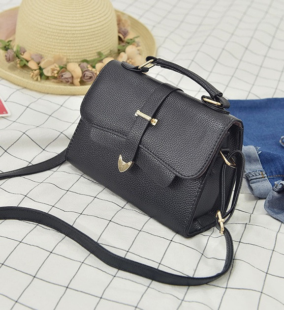 Жіноча сумочка-клатч, міні-сумка через плече з екошкіри (Чорна)