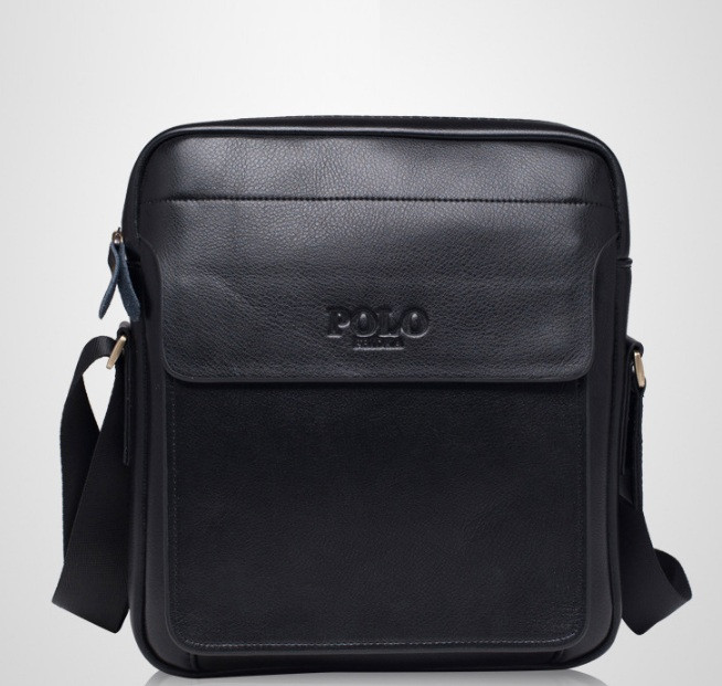 Чоловіча сумка-барсетка через плече, сумка-планшет Polo з екошкіри (Чорна)
