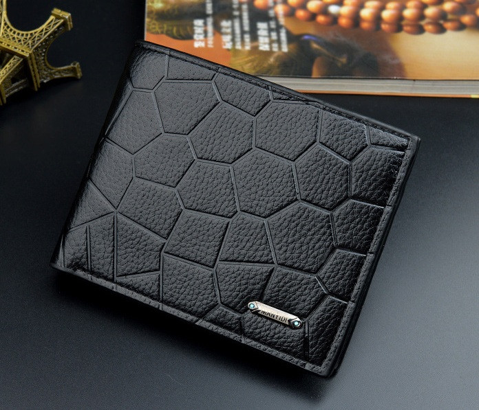 Стильний чоловічий гаманець-портмоне з екошкіри (Чорний)
