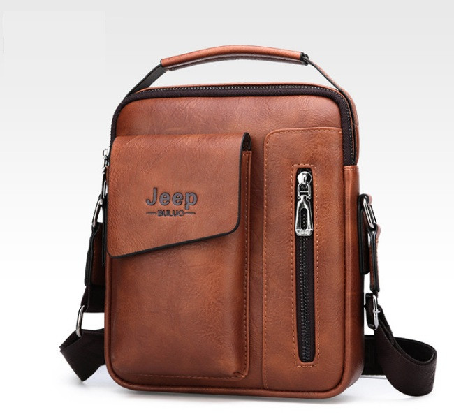 Чоловіча сумка-планшетка Jeep з екошкіри, сумка-барсетка для документів (Світло-коричнева)