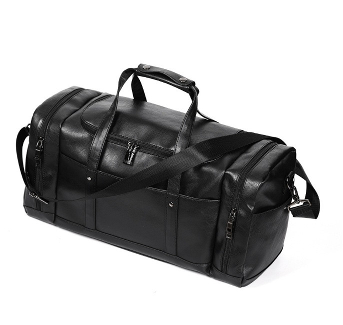 Чоловіча міська сумка спортивна, повсякденна сумка для міста, сумка для залу з екошкіри (Чорна)