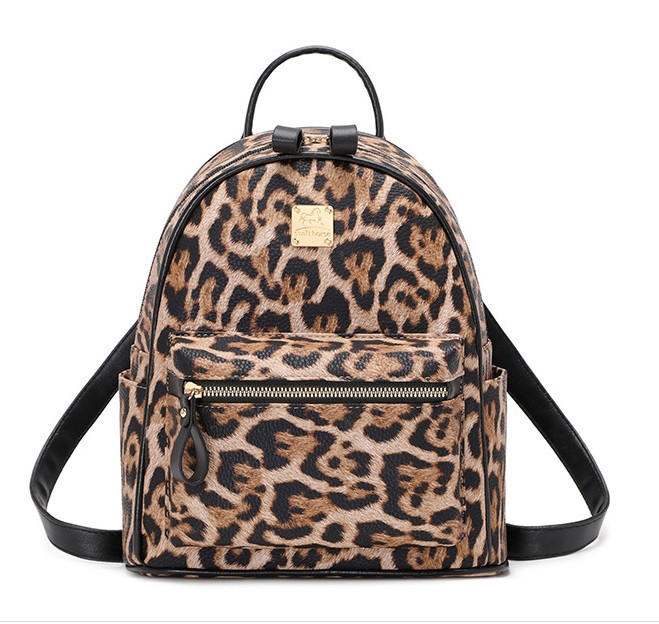 Дитячий леопардовий рюкзак, міні-рюкзачок для дівчаток з екошкіри (Коричневий)