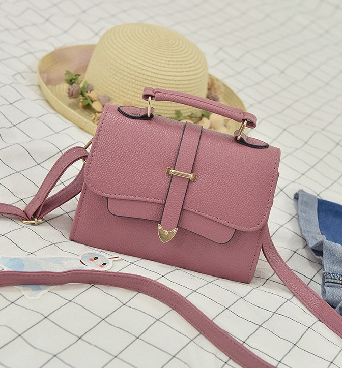 Жіноча міні-сумочка з екошкіри (Темно-рожева)