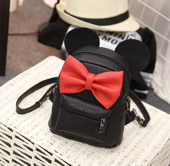 Маленький дитячий рюкзак з вухами для дівчинки (Чорний)