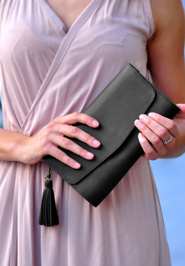 Жіночий шкіряний клатч-сумка Еліс (Чорний)
