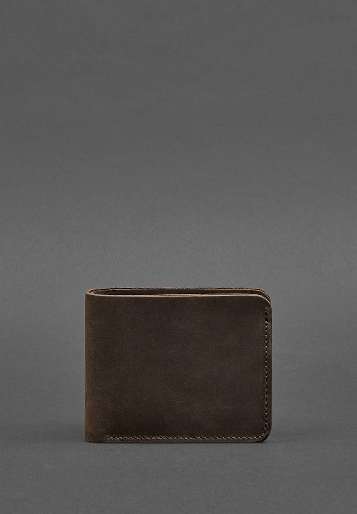 Чоловіче шкіряне портмоне 4.1 (4 кишені) темно-коричневе