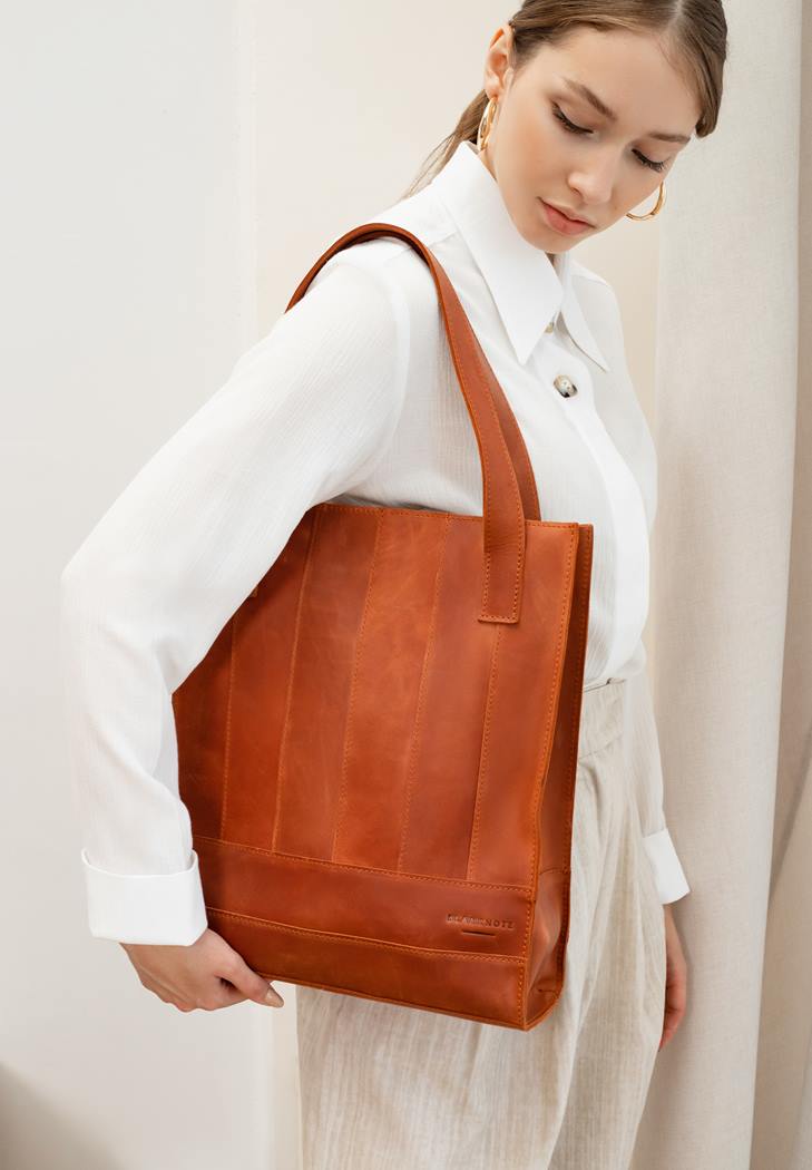Шкіряна жіноча сумка шоппер Бетсі Crazy Horse (Світло-коричнева)