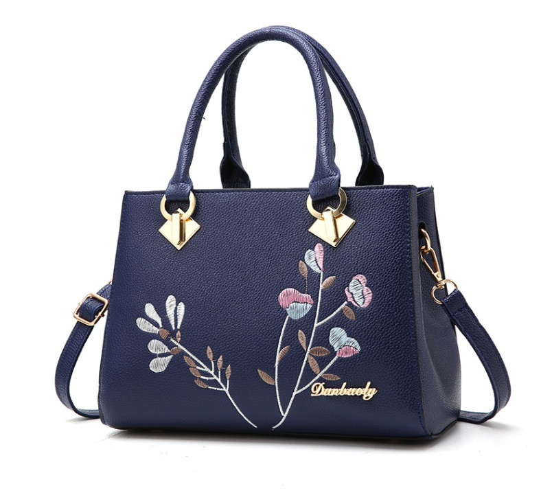 Жіноча сумка з вишивкою квітами, стильна сумка на кожен день Синя
