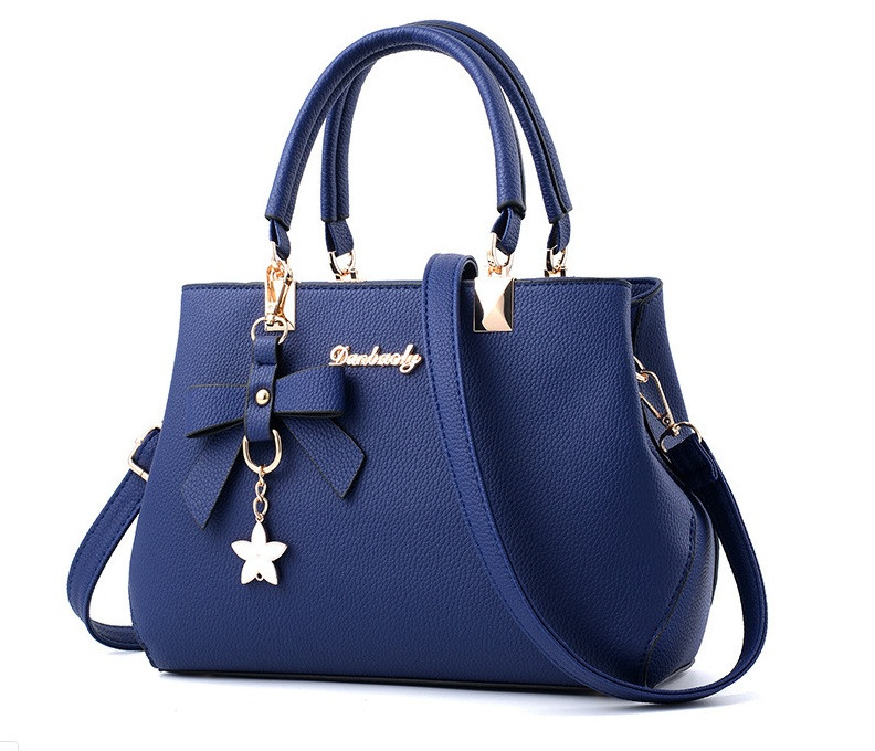 Жіноча сумка з брелоком класична на кожен день Синя