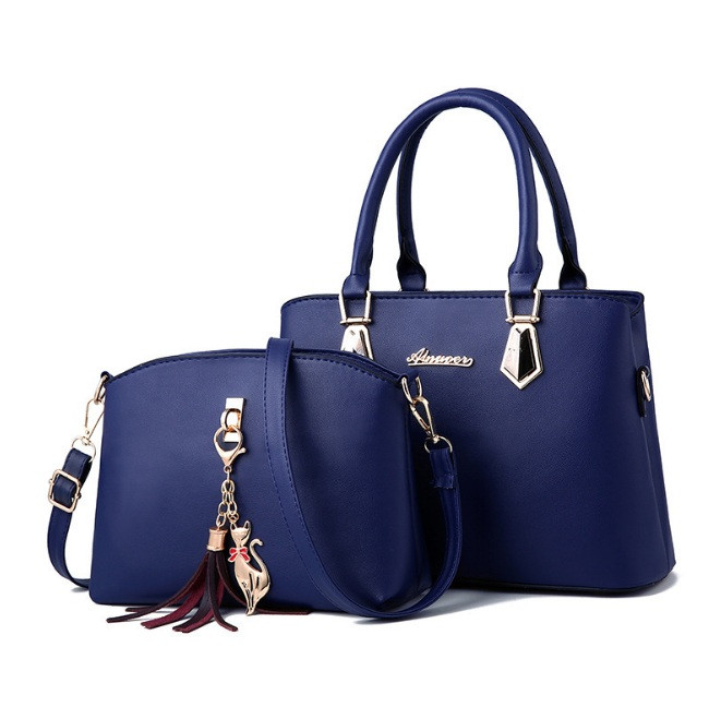 Набір жіноча сумка + міні сумочка клатч Синій