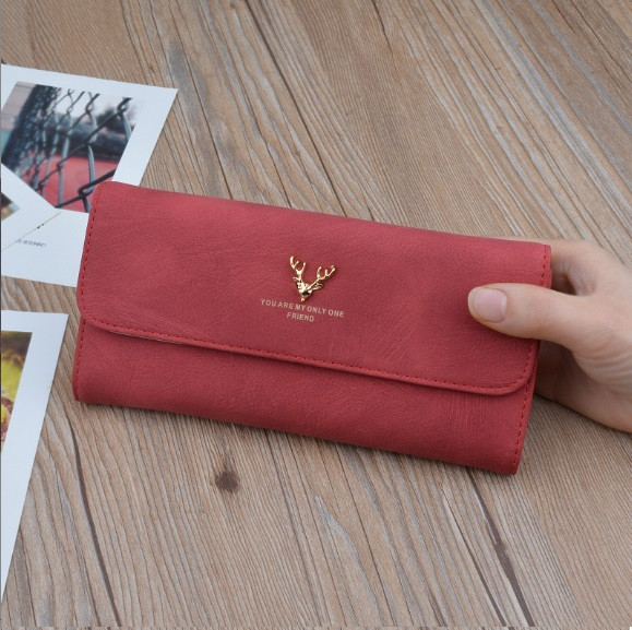 Жіночий класичний яскравий гаманець-портмоне з екошкіри (Червоний)