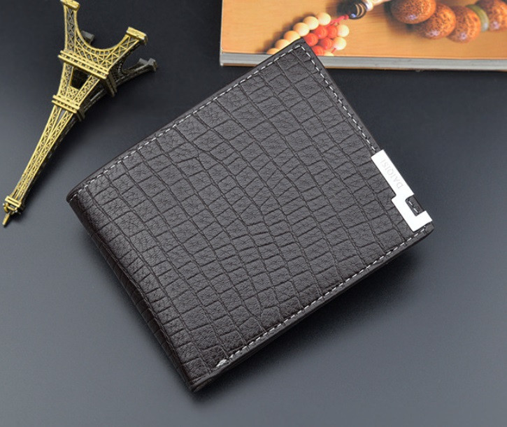Класичний чоловічий гаманець під рептилію, портмоне з екошкіри (Темно-коричневий)