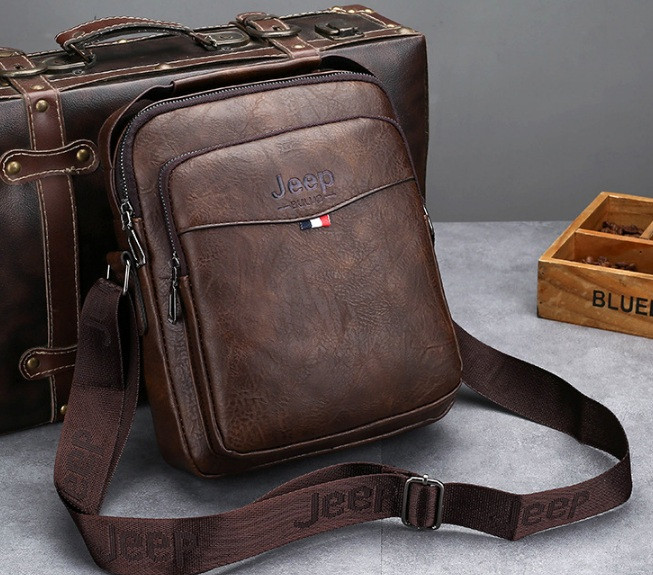 Чоловіча сумка-планшетка Jeep повсякденна, барсетка  для чоловіків екошкіра (Темно-коричнева)