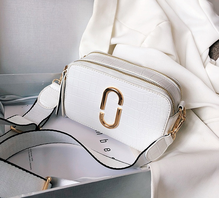 Жіноча міні сумочка клатч рептилія в стилі Marc Jacobs, маленька сумка на плече крокодил Білий