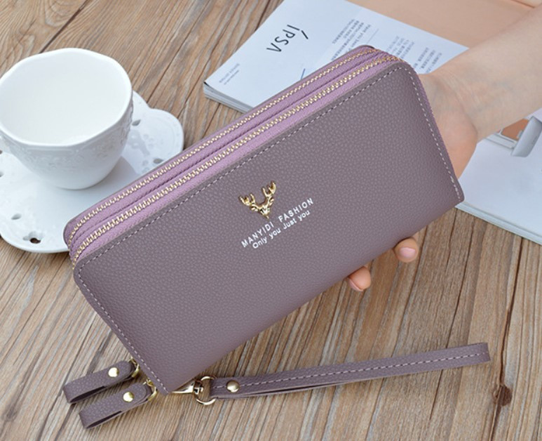 Жіночий гаманець-клатч на 2 відділи з ручкою місткий Фіолетовий