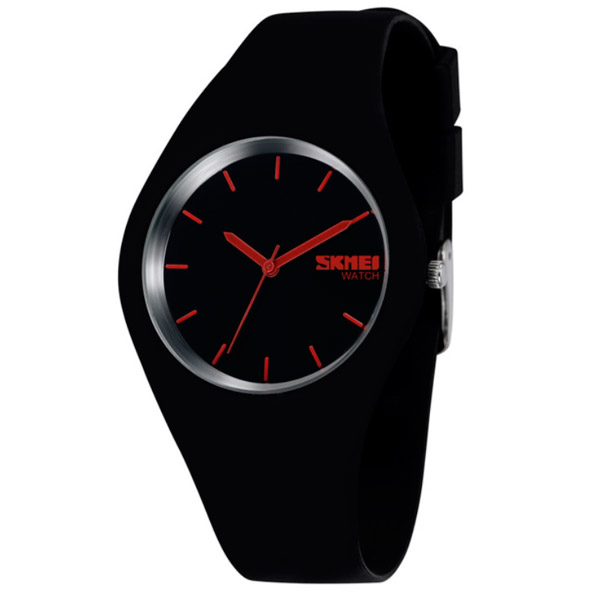 Жіночий годинник наручний Skmei Rubber Black  (Чорний)