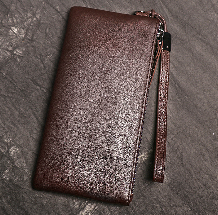 Шкіряний жіночий гаманець клатч з натуральної шкіри класичний Коричневий