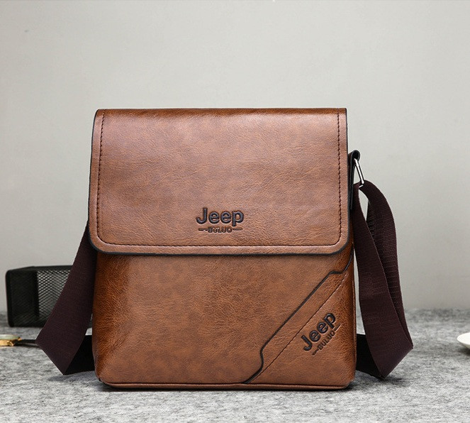Чоловіча сумка-планшет Jeep через плече, барсетка сумка-планшет для чоловіків екошкіра Світло-коричневий