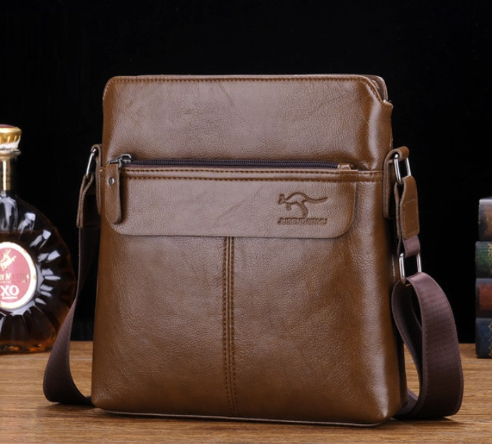 Чоловіча сумка планшетка Кенгуру, сумка-планшет на плече для чоловіків Світло-коричнева