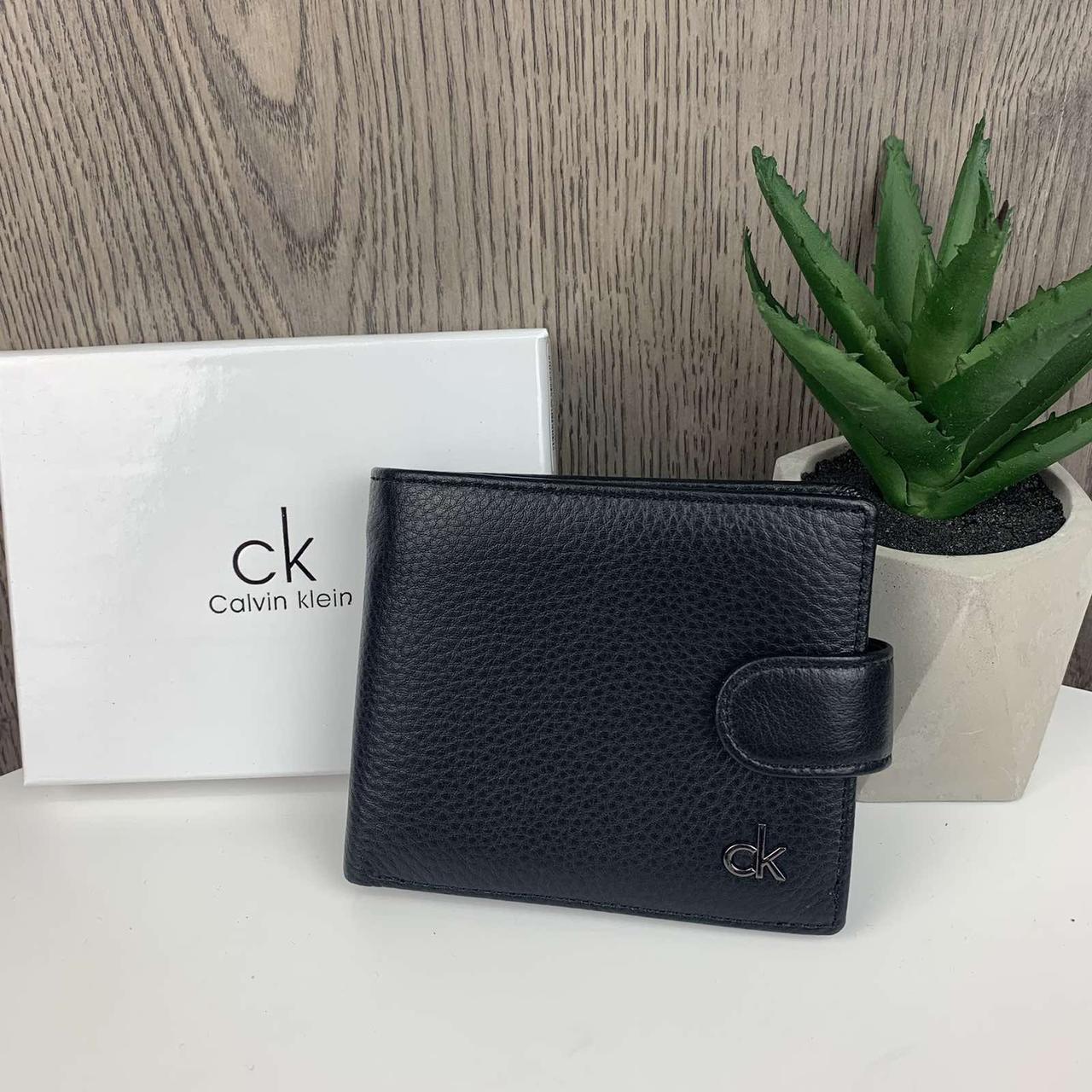 Чоловічий шкіряний гаманець чорний люкс Calvin Klein, чоловіче портмоне натуральна шкіра Кельвін Кляйн