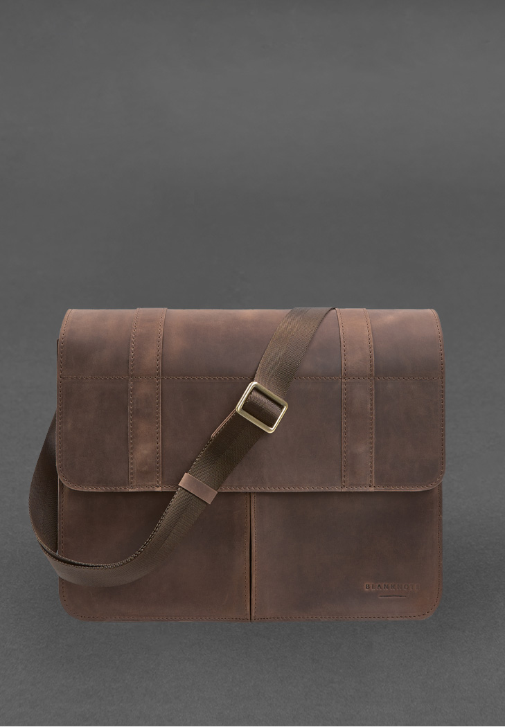 Шкіряна сумка-портфель Classic темно-коричневий Crazy Horse