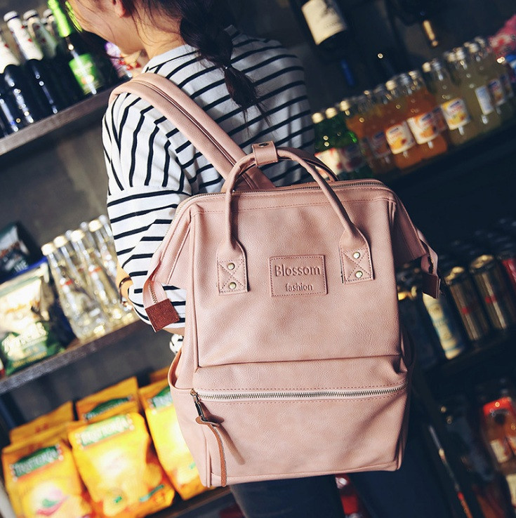 Великий жіночий рюкзак сумка екошкіра  Рожевий