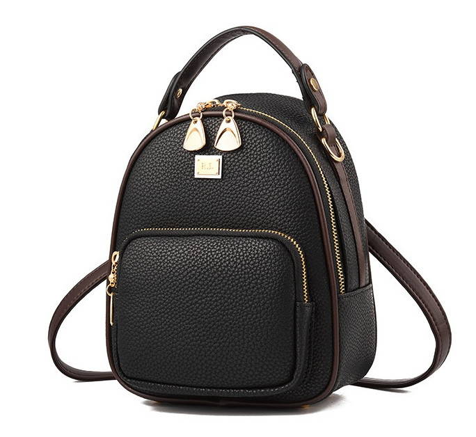 Модний жіночий міні рюкзак-сумка з екошкіри Чорний