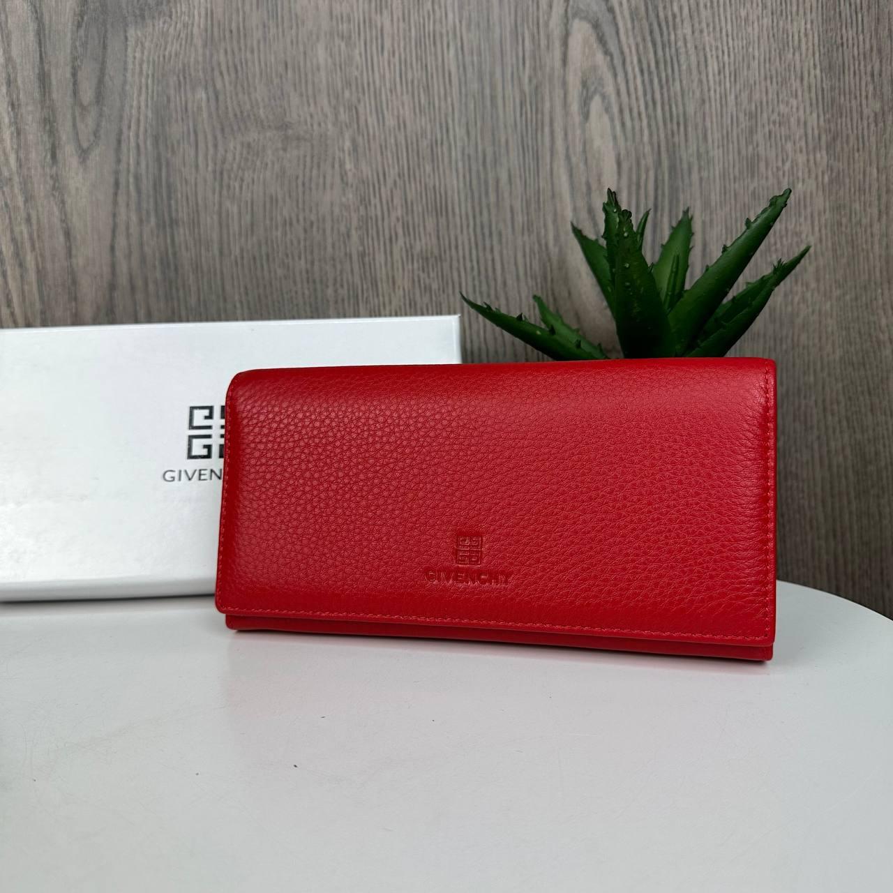 Жіночий шкіряний гаманець стиль Givenchy, якісний клатч у коробці Червоний