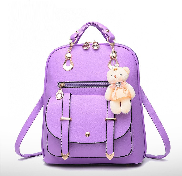 Дитячий рюкзак сумочка з брелоком, Дитяча сумка-рюкзак трансформер, Сумка рюкзак підлітковий для дівчаток Фіолетовий