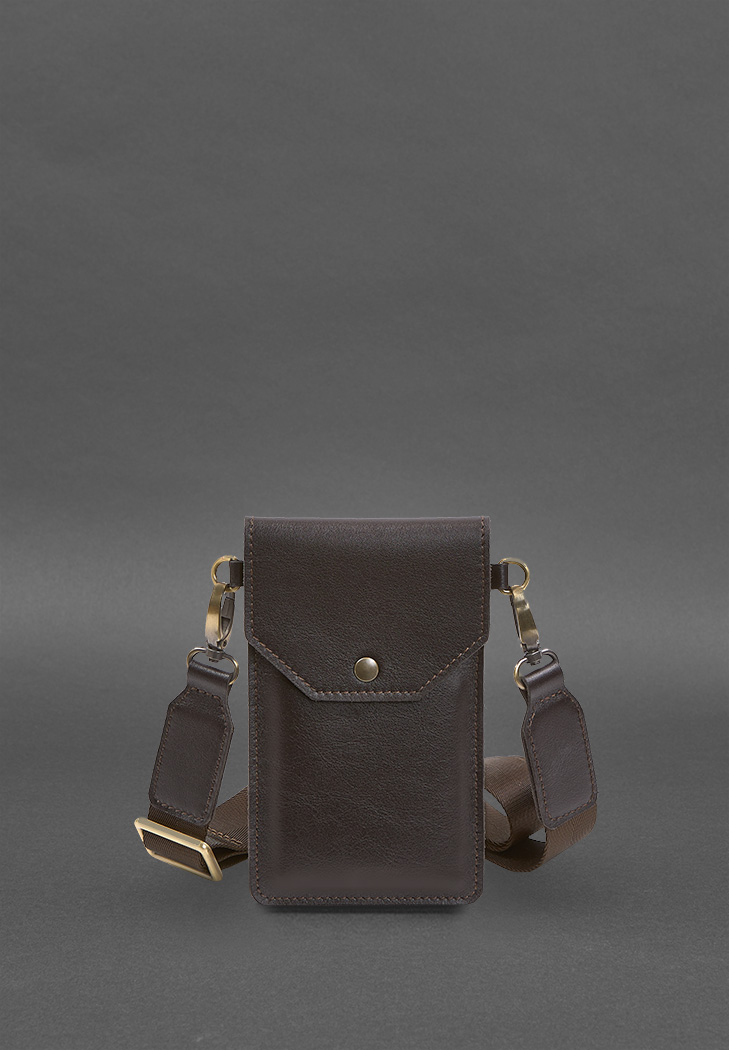 Шкіряна сумка-чохол для телефону коричнева